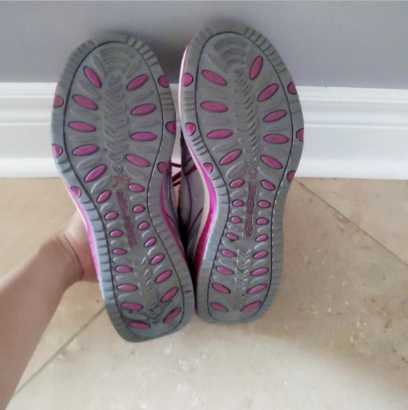 Skechers Shape Ups Silver Pink Glitter Sneakers 8 - Picture 2 of 6
